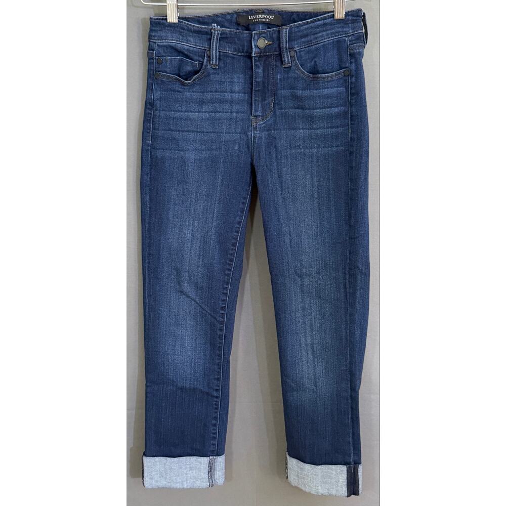 Liverpool Los Angeles The Crop Jeans 2/26 Doheny Dark Rolled Hem